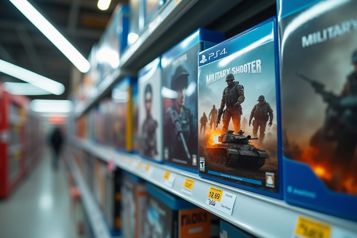 Boîte du jeu Battlefield 6 en rayon dans un hypermarché Leclerc, mise en avant lors d'une vente flash promotionnelle