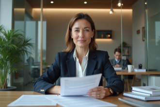 Femme d'affaires en immobilier dans un bureau moderne