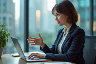 Femme d'affaires en réunion dans un bureau moderne