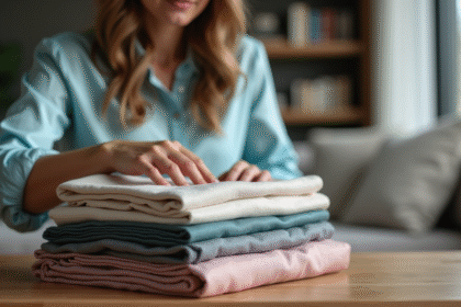 Jeune femme touchant des tissus luxueux en soie