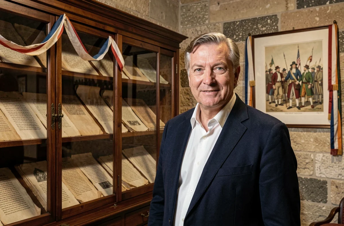 Historien français devant des manuscrits du XVIIIe siècle évoquant le contexte révolutionnaire de La Marseillaise
