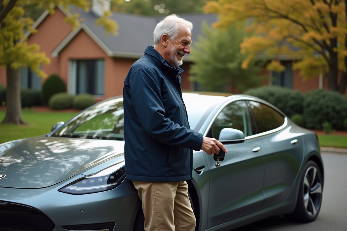 Homme retraité souriant à côté d