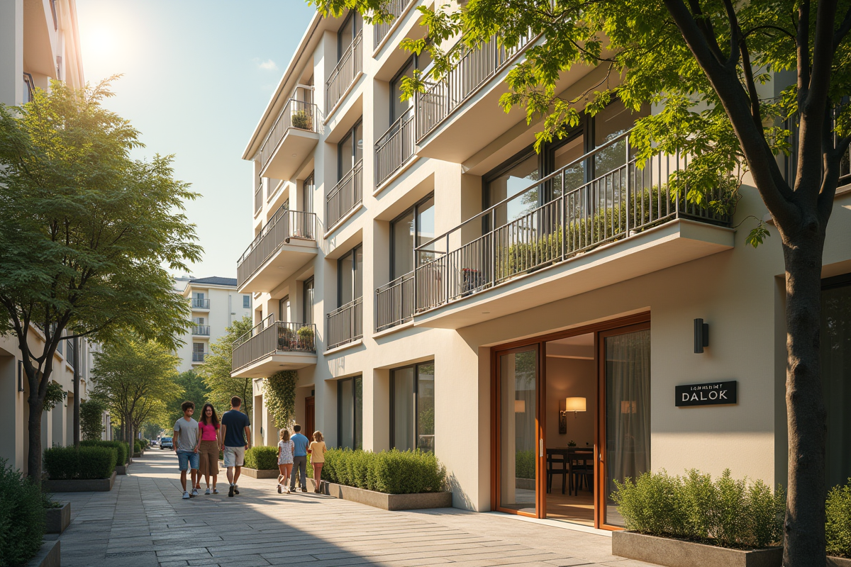 Immeubles résidentiels avec panneau DALO en ville