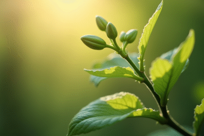 Jeune arbre de fleurs de jade en floraison matinale