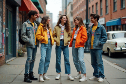 Groupe de jeunes en mode streetwear des années 80