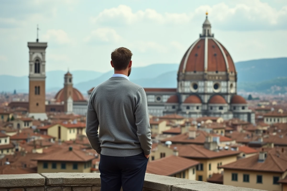 Panorama sur les toits de Florence depuis la cathédrale Santa Maria del Fiore, paysage urbain parcouru par Ezio Auditore
