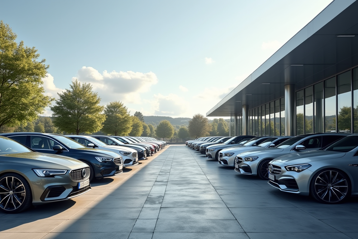 Parking de voitures modernes dans un concessionnaire européen