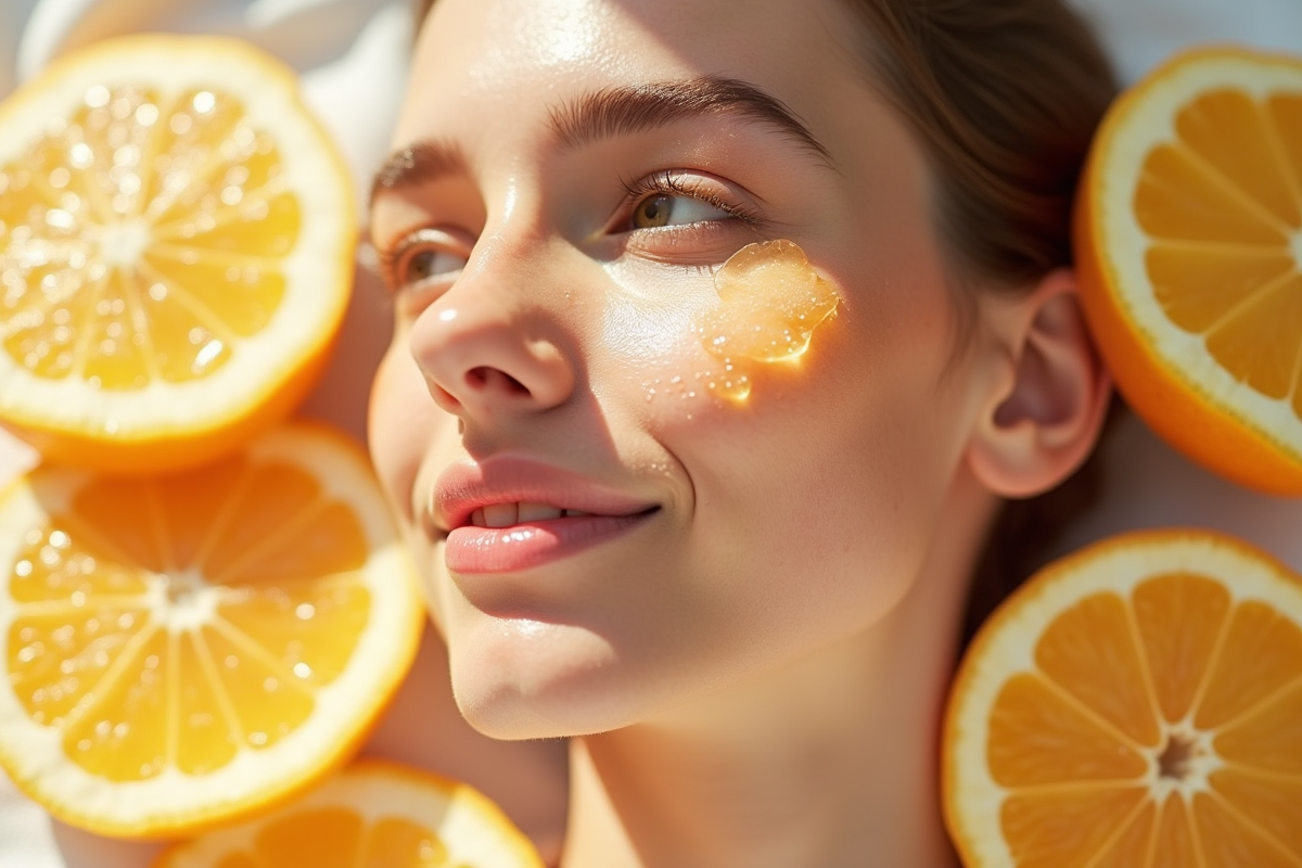 Peau hydratée avec gouttes d