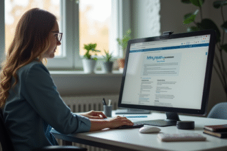 Personne au bureau utilisant un laptop pour accéder à Remote Connect
