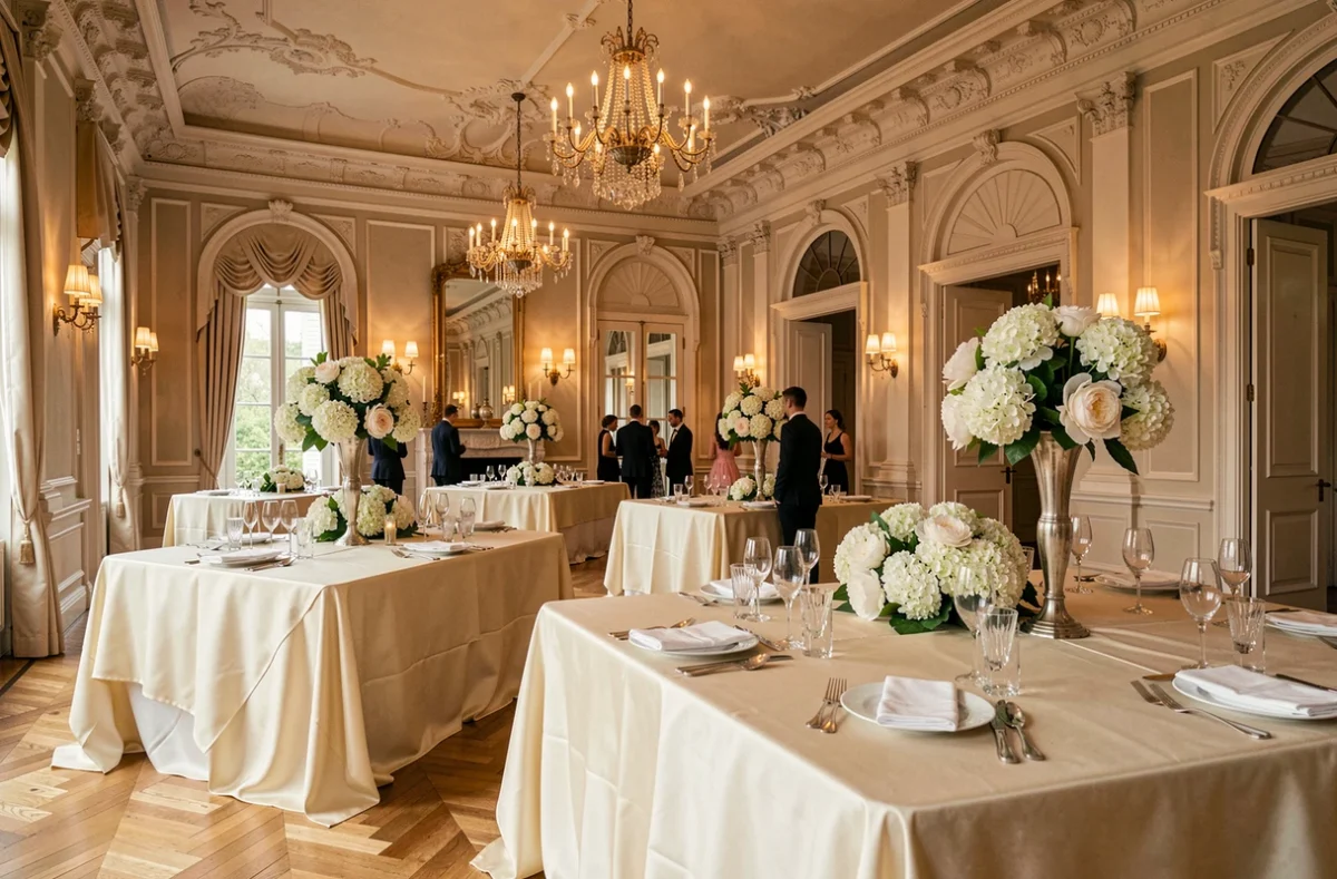 Les Salons de la Boiseraie avec ses salons bourgeois aux parquets en chêne et leur décoration raffinée pour réceptions et mariages